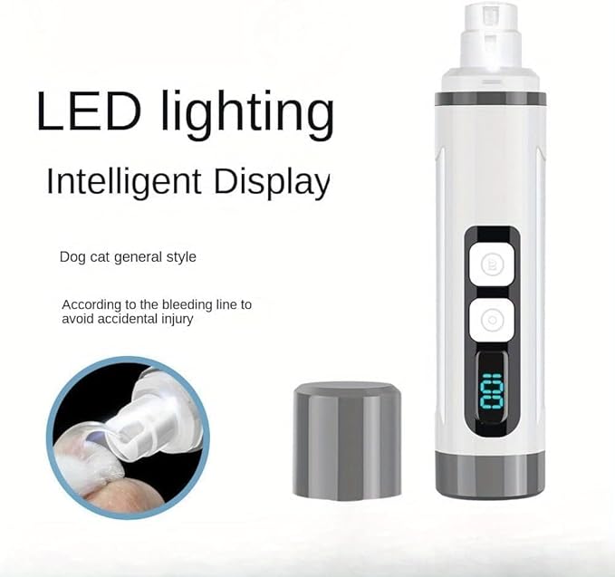 Dog Nail Grinder Quiet-2025 Release Ultra-Quiet Dog & Cat Nail Grinder with LED Light & Battery Display - Painless Nail Trimmer for Small to Large Pets, Thick Nails, and Sensitive Paws-PawvioPets