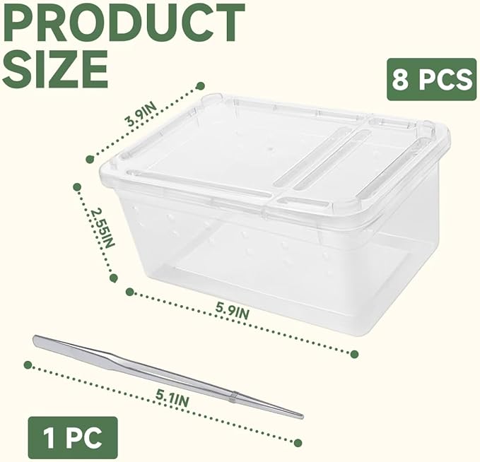 8 PCS Reptile Terrarium Plastic Clear Enclosure Portable Reptile Transport Box for Snakes, Frogs, Lizards, Insects, Scorpions, Geckos, Spiders Perfect Reptile Enclosure.-PawvioPets