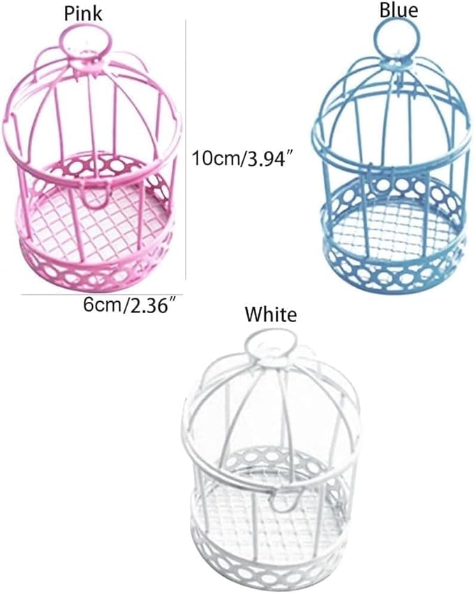Blue Miniature Metal Wire Bird Cage Tealight Candle Holder Hanging Birdcage Lantern Wedding Candy Party Favor Box for Wedding Home Table DIY Decor, Decorations-PawvioPets