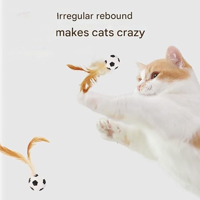 2025 New Interactive Cat Feather Ball Toy Set - Elastic Bouncy Cat Toys with Feather Tails, Silicone Rolling Balls for Indoor Cats & Kitten Exercise, Safe & Fun Play (1 Set)-PawvioPets