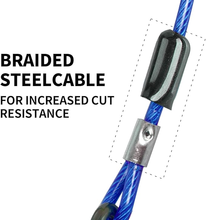 Dog Tie Out Cable, 50FT, Blue, Suitable for Dogs up to 350 pounds, Lightweight, Non-Winding, for Outdoor Use-PawvioPets