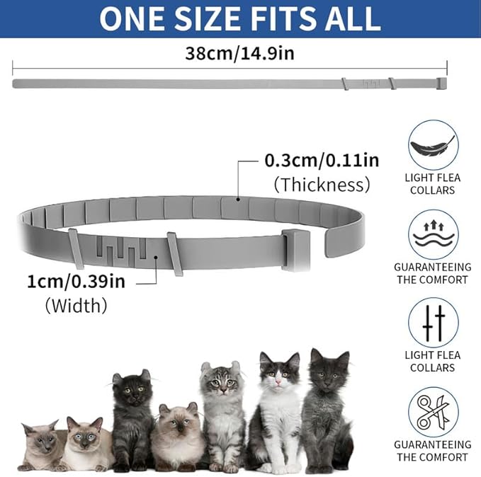 4 Pack Flea Collar for Cats, 32 Months Flea and Tick Prevention for Cats, Waterproof Cat Flea Collar, Natural Cat Flea and Tick Treatment, Adjustable Flea and Tick Collar for Cats Kittens(4 Colors)-PawvioPets