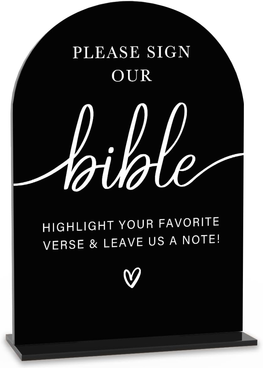 Acrylic Wedding Sign Wedding Signs for Ceremony Please Sign Our Bible Sign for Wedding Modern Calligraphy Arch Acrylic Table Top Sign for Wedding Reception and Event Party Table(black）