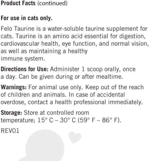 FELO Taurine - Taurine Supplement for Cats, Taurine for Cats, Taurine Powder for Cat - 16 Oz, Powder (Thomas Pet Earlier)-PawvioPets
