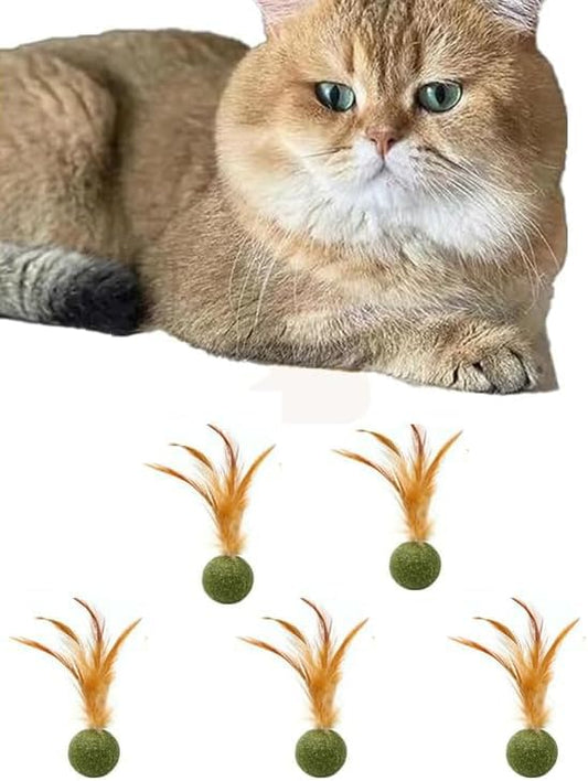 5 Pieces of Catnip Toys Ideal Catnip Ball to Stimulate Cat Exercising and Interacting Toys for Cats-PawvioPets