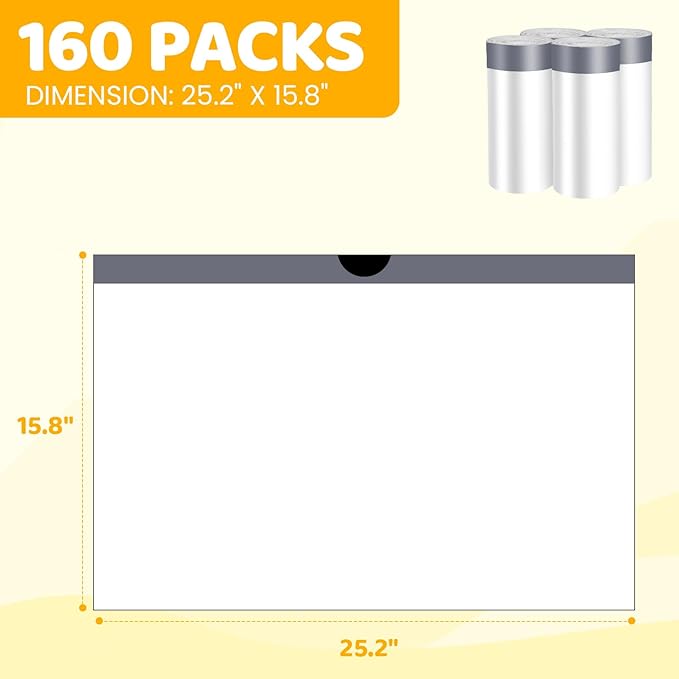 160 Count Cat Litter Box Liners with Drawstring Compatible with Litter-Robot 3/4 Heavy Duty Cat Litter Bags Waste Bags Replacement-PawvioPets