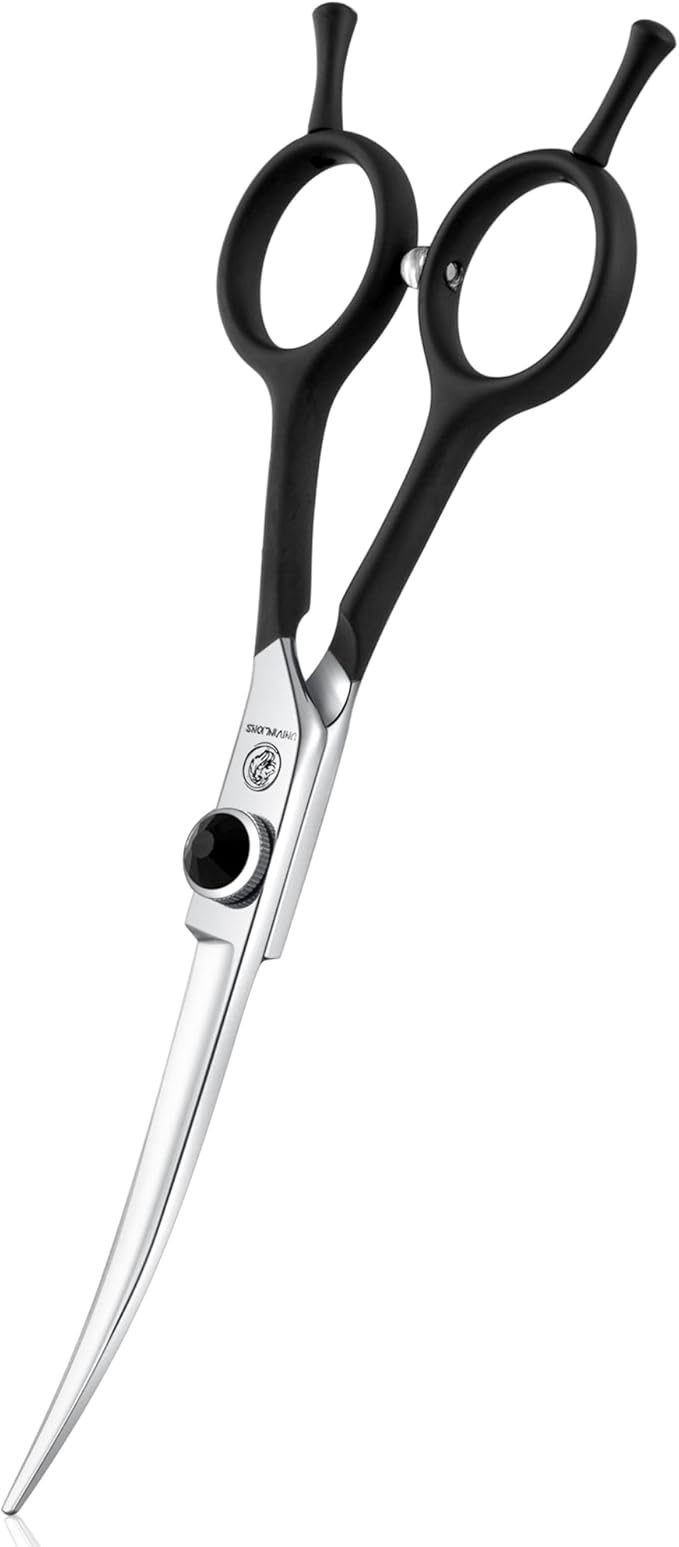 Dragon Creek 6" Upward Curved Dog Grooming Scissors Shears for Grooming Face and Paws Safety Shears Trimming Cutting Scissors for Dog Cat Pet Black-PawvioPets