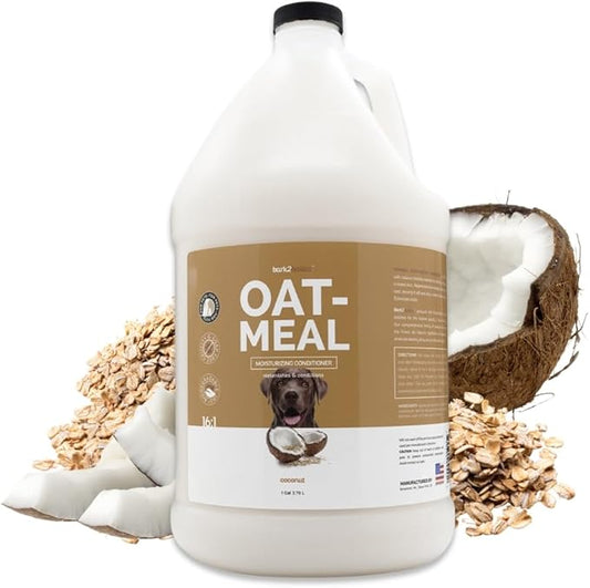 Bark2Basics Oatmeal Conditioner, Gallon - Natural Ingredients, Moisturizing, Hydrating, Crafted with Colloidal Oatmeal, Relieves Dry Itchy Irritated Skin, Coconut Fragrance-PawvioPets