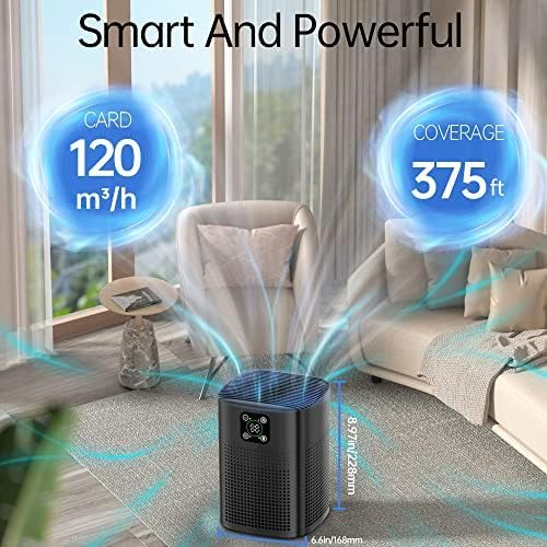 Air Purifiers for pets- Honeyuan H13 HEPA Air Purifier for home, Large Room, Coverage of 600 sqft, Air purifiers with 360°Air Intake, 3 Fan Speeds, 3-Stage Filtration, 24db Sleep Mode, Black-PawvioPets
