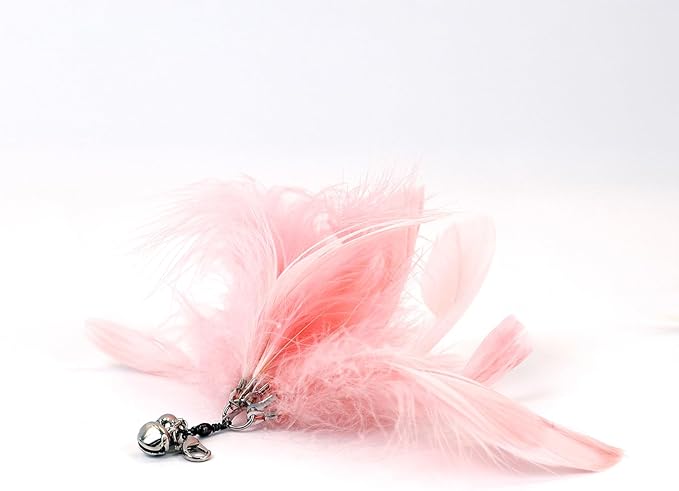 12PCS Interactive Cat Feather Wand Toy Set – 11 Bird & Feather Teaser Refills with Bells + Flexible Suction Cup Wand – Realistic Bird Design, Natural Materials, Indoor Cat Toys for Exercise & Play-PawvioPets