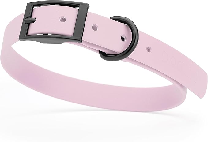 Dogline Biothane Waterproof Dog Collar Strong Coated Nylon Webbing with Black Hardware Odor- Proof for Easy Care Easy to Clean High Performance Fits Small Medium or Large Dogs, Pastel Purple-PawvioPets