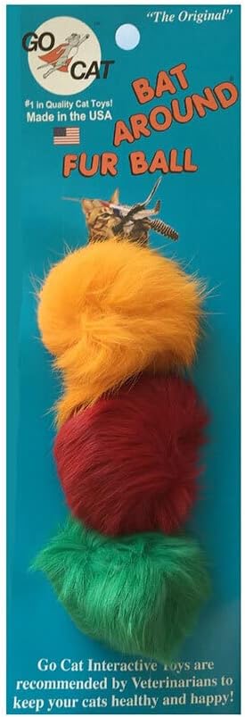 3 Count of Bat Arounds: Fur Ball Cat Toy from Da Bird-PawvioPets