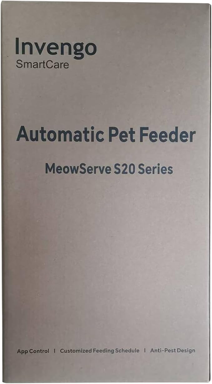 Cat Feeder Automatic - Cat Food Dispenser MeowServe S20, Auto Dog Feeder with Stainless Steel Bowl, 5L Pet Feeder with Patented Anti-Jam Port, App, Dual Lock Lid, Dual-Band WiFi & Power, White-PawvioPets
