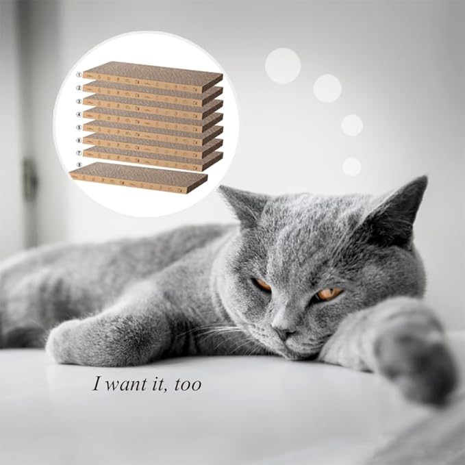 8 Packs in 1 Cat Scratch Pad, Cat Scratcher Cardboard,Reversible,Durable Recyclable Cardboard, Suitable for Cats to Rest, Grind Claws and Play-PawvioPets