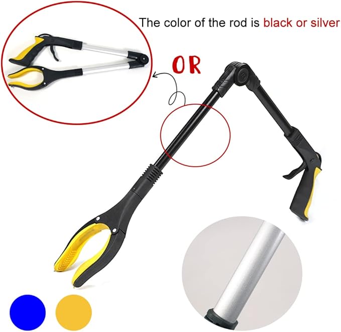 Fish Tank Accessories - 31" Aquarium Tweezers Grabber for Aquarium Landscaping Decoration Grab and Place Garbage Cleanup Foldable Gripper Multi-Function Mobility Aid Reaching Assist Tool(Yellow)-PawvioPets