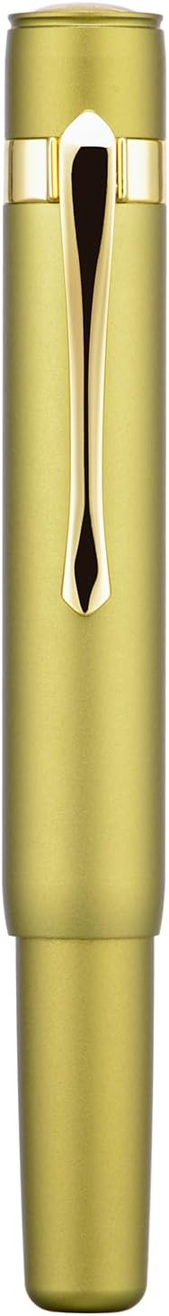 HONG DIAN M2 Black Forest Mini Fountain Pen, Medium Nib & Sleek Shape Aluminium Short Pocket Travel Pen (Olive Green)