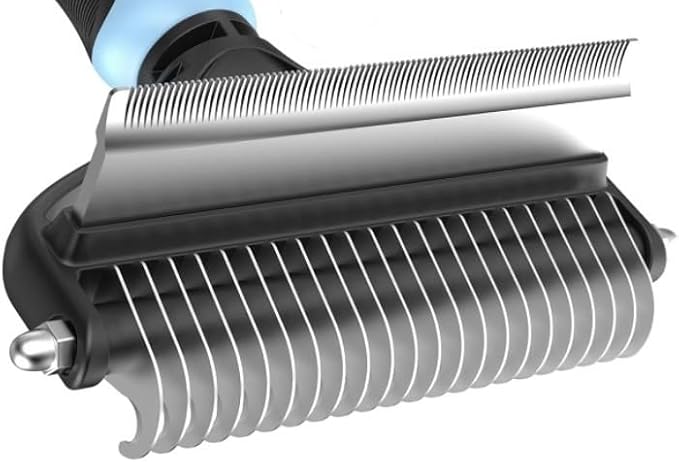 Dog Brush for Shedding & Cat Brushes for Indoor Cats - Double Coat Dog Brushes for Grooming - Hair Remover Pet Grooming Tools - 2 in 1 Deshedding Brush & Undercoat Rake for Dogs - Defur Comb Cleaner-PawvioPets