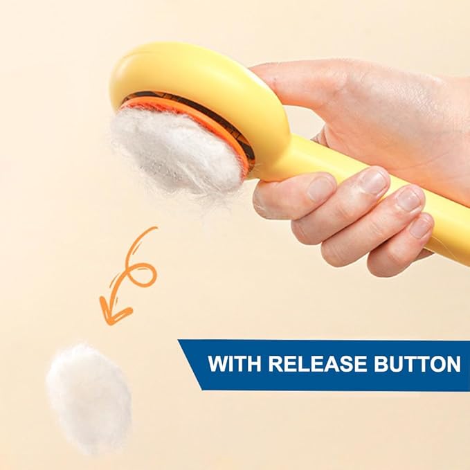 Cat Brush for Short or Long Haired Cats Dogs Rabbits, Cute Dog Brush with Release Button for Massage and Removes Loose Fur, Dog Hair Brush Dog Grooming Deshedding Brush-PawvioPets