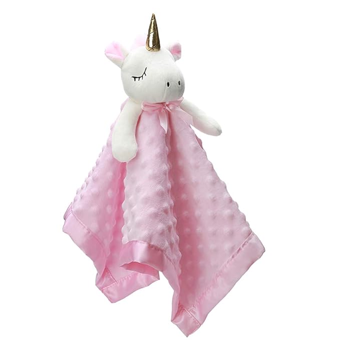 Pro Goleem Unicorn Loveys for Babies Soft Plush Pink Security Blanket for Girls Snuggle Toy Stuffed Animal Lovies for Babies Baby Girl Gifts for Newborn, Infant and Toddler, 16 Inch-PawvioPets