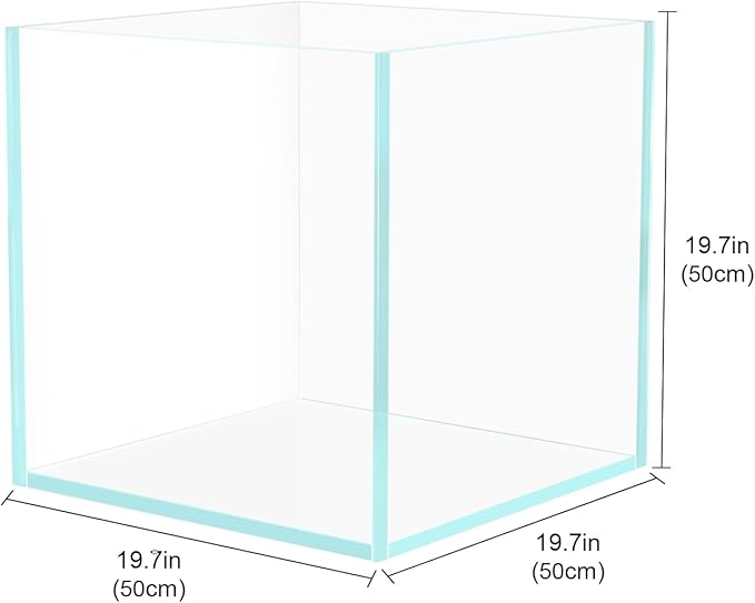 33 Gallon Cube Rimless Aquarium, Ultra Clear Low Iron Large Fish Tank, L19.7×W19.7×H19.7 Glass Thickness 8mm with EVA Foam Leveling Mat-PawvioPets