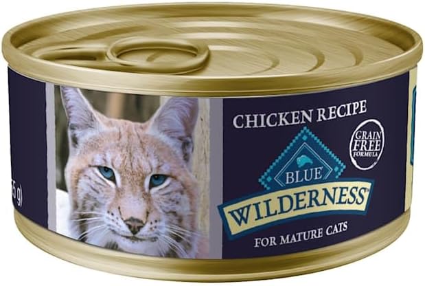 Blue Buffalo Wilderness High Protein Grain Free, Natural Mature Pate Wet Cat Food, Chicken 5.5-oz cans (Pack of 24)-PawvioPets