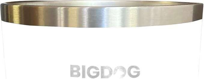BIGDOG Dog Bowls, Large Dog Bowls, Stainless Steel, No Spill, 64 Ounce, White-PawvioPets