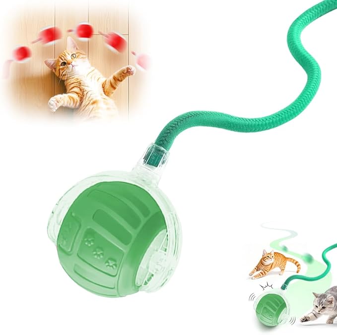 2026 New Interactive Pet Toy Ball, Smart Interactive Toy Ball for Cats & Dogs, Electric Rolling Pet Toy Ball, Rechargeable Interactive Cat Toys for Bored Indoor Cats Kittens to Keep Busy (Green)-PawvioPets