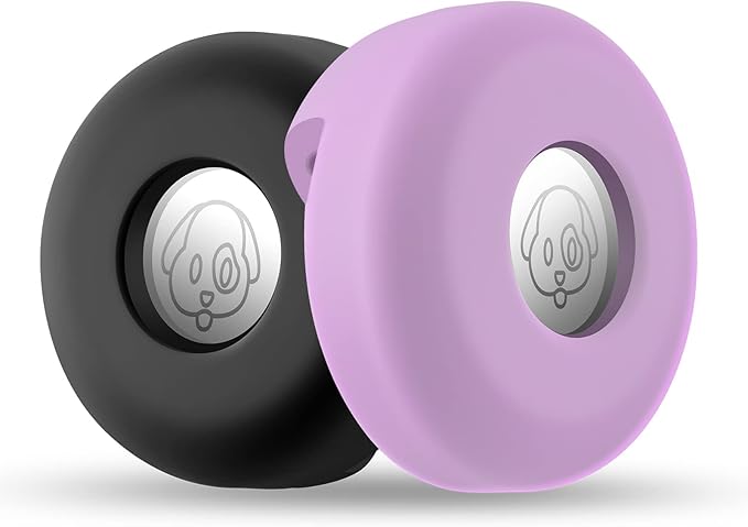 Airtag Holder for Dog Collar, Cibaabo Silicone Air Tag Case Cover Compatible with Apple Airtags for 0.8-1.2inch Cat Pet Collar Harness Loop-PawvioPets