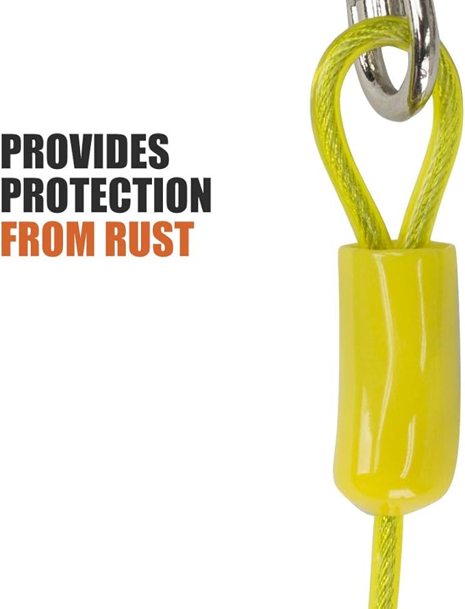 BV Dog Tie Out Cable 15 Feet - Heavy Duty Dog Lead Up to 35 Pounds - Reflective & Rust-Free with Quick Release Swivel Clips & 360° Rotating Clasp - Tangle-Free Dogs Runner for Yard (Yellow, Single)-PawvioPets