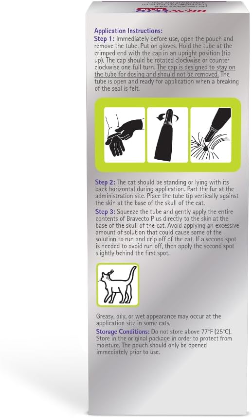 BRAVECTO Plus Topical Solution for Cats, Flea, Tick & Heartworm, 2 Months Supply, 2.6-6.2 lbs., Green Box-PawvioPets