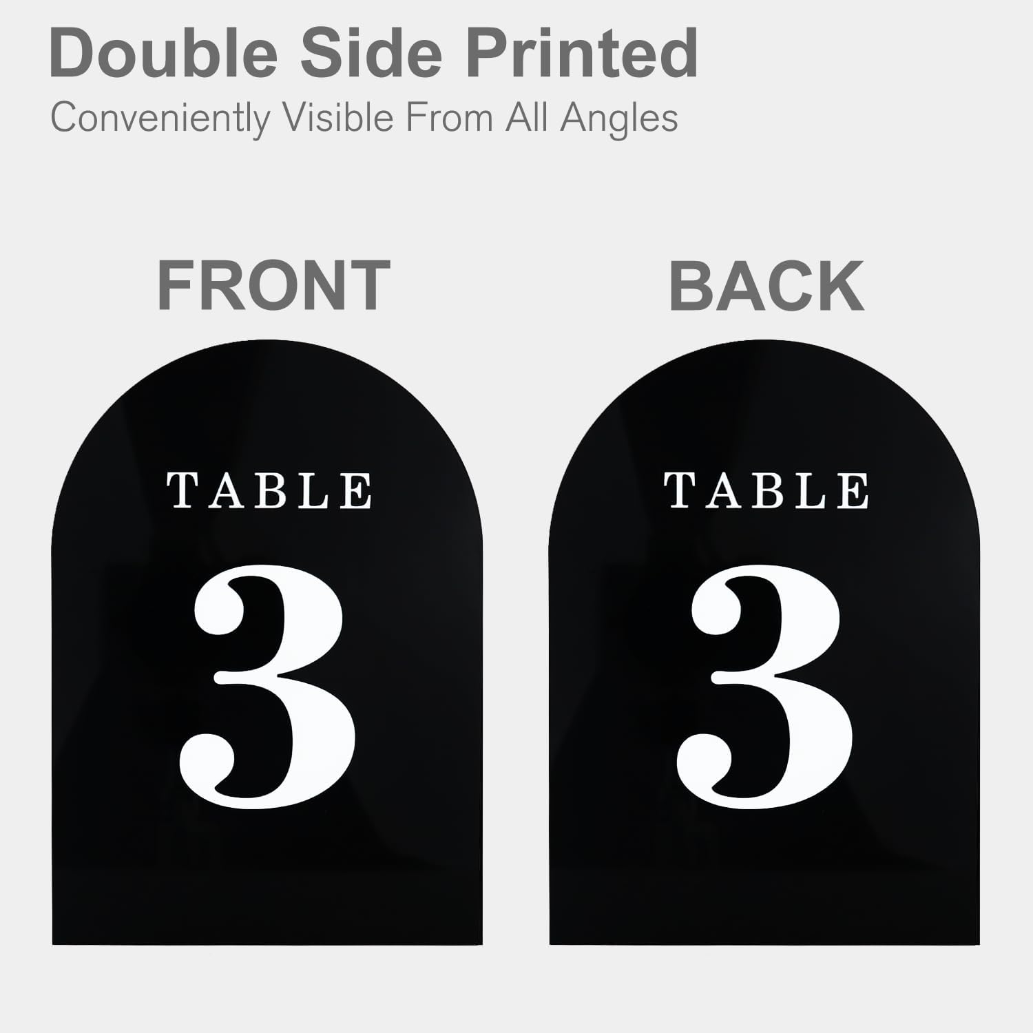 Wedding Table Numbers 1-25, Acrylic Arch Signs with Natural Wood Stands Holders, Rustic Table Decor for Reception & Parties (Black White)