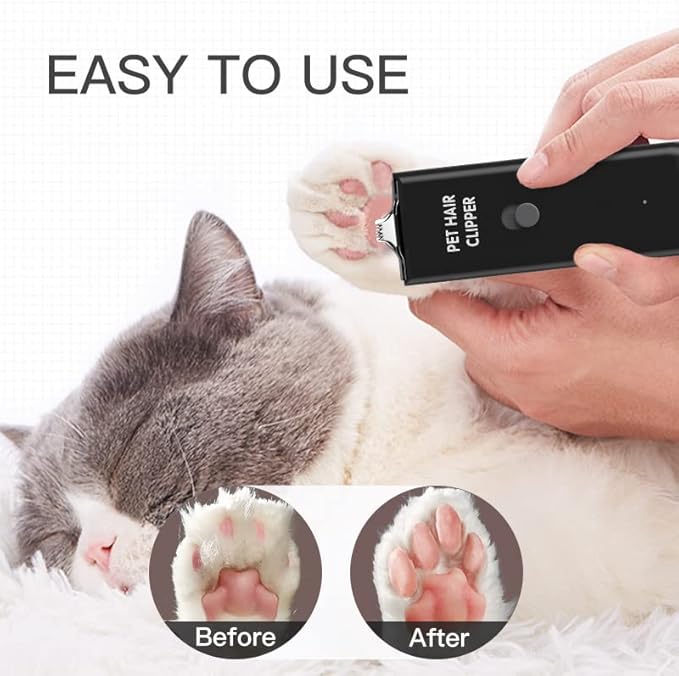 Feet Hair Trimmer, Dog Clippers,Quiet Washable USB Rechargeable Cordless Dog Grooming Kit,Electric Pets Hair Trimmers Shaver Shears for Dogs and Cats Black-PawvioPets