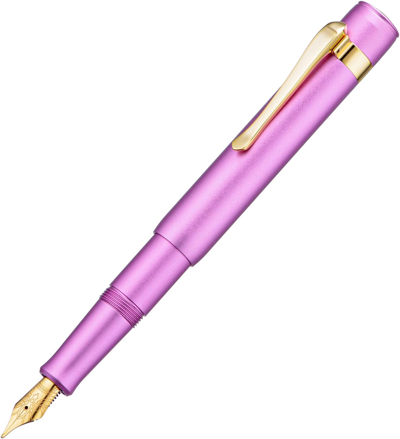 Hongdian M2 Mini Fountain Pen with Extra Fine Soft Golden Nib, Sleek Shape Aluminium Short Pocket Travel Pen (Lilac Purple)
