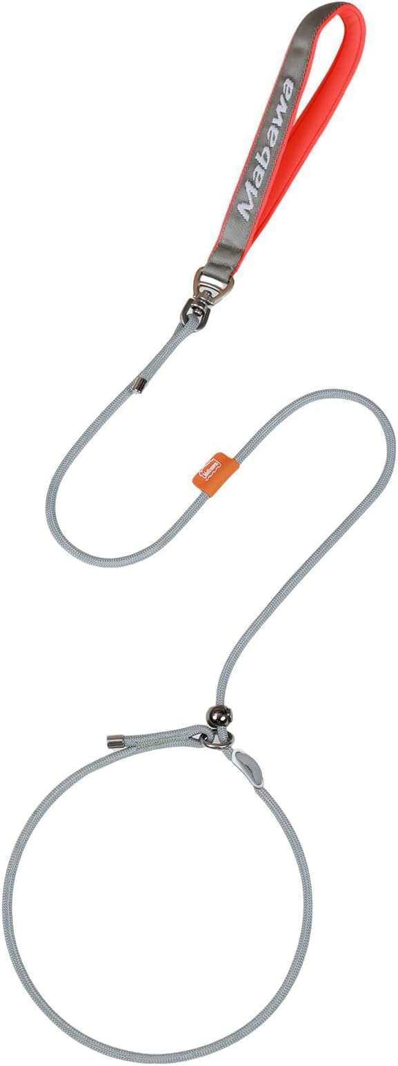 Dog Anti-Slip Leash 5FT with Metal Stopper - Durable No-Pull Training Lead for Small, Medium & Large Dogs - Comfortable Handle Nylon Rope, Tangle-Free Pet Walking Leash (Gray, 5.6FT)-PawvioPets