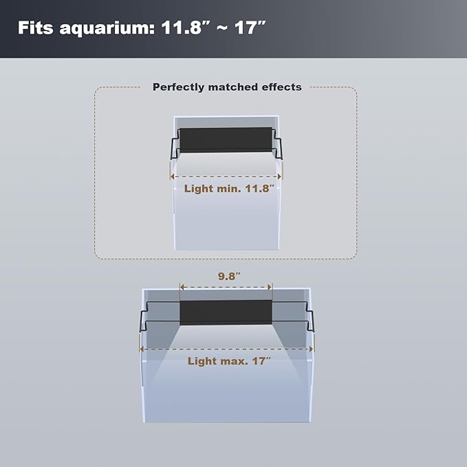 GLOWRIUM Aquarium Light, LED Freshwater Fish Tank Light with Timer, Full Spectrum Planted Aquarium Grow Lights with Daylight/Moonlight Mode, Brightness Adjustable, Auto On/Off (12-17 in)-PawvioPets