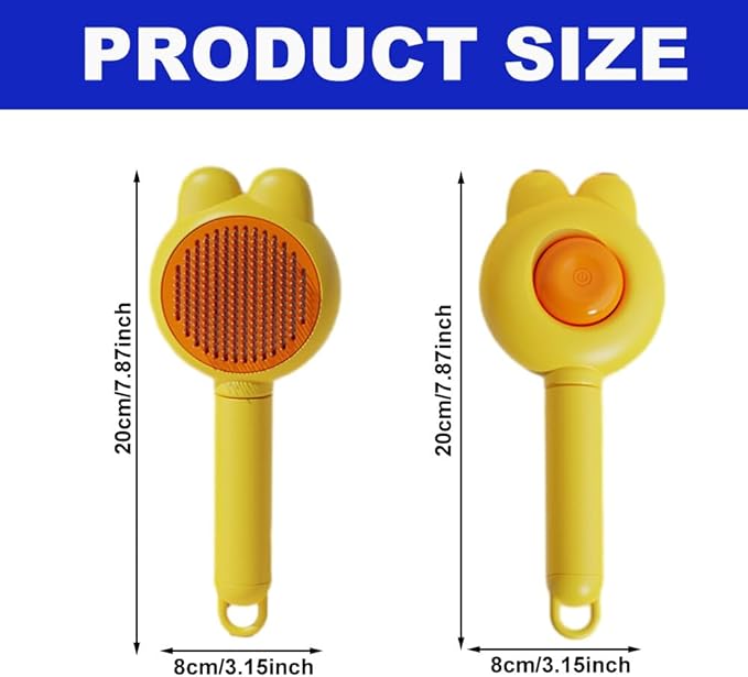 Cat Brush for Short or Long Haired Cats Dogs Rabbits, Cute Dog Brush with Release Button for Massage and Removes Loose Fur-PawvioPets