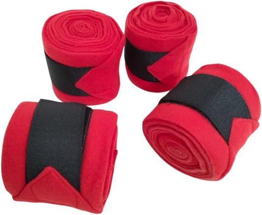 Horse Leg Bandage/Horse Leg wrap (Set of 4) Red, Blue, Navy Blue, and Black (RED)-PawvioPets