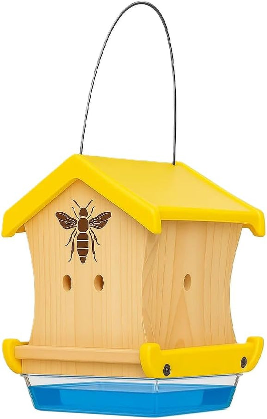 Carpenter Bee House for Outside, Wood Beetrap for Outdoors Insect House Hotel for Garden Stainless Cable Bee Box Without Bottle 2025 New Heavy Duty-PawvioPets