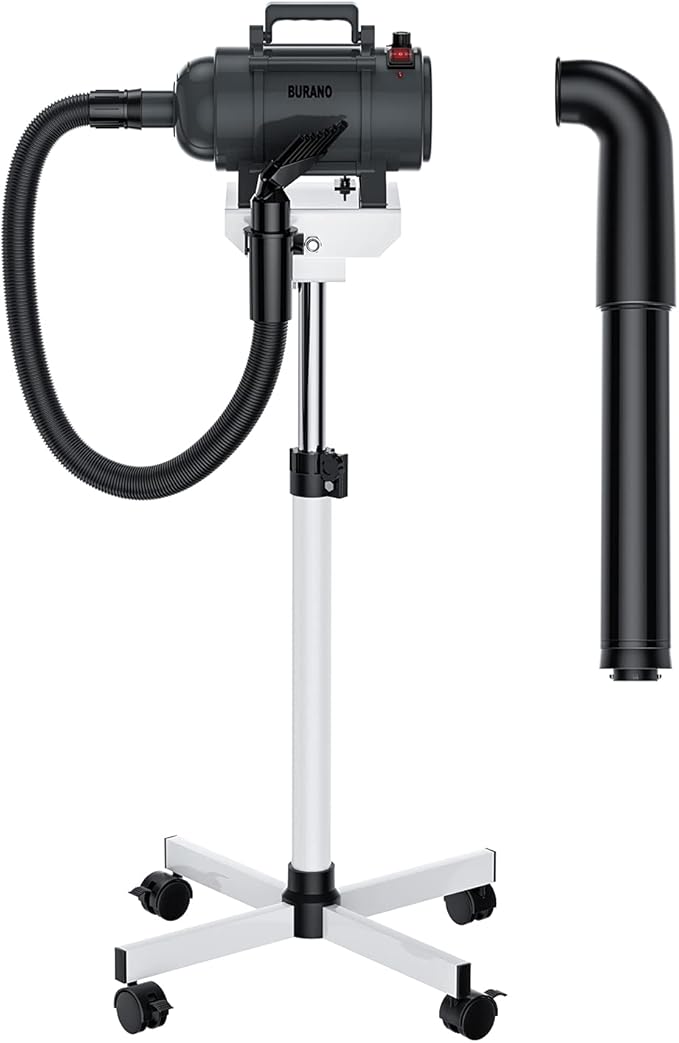 Burano High Velocity Dog Pet Stand Grooming Dog Dryer with 4.3HP Variable Dog Blow Dryer, Fluffy Dry-PawvioPets