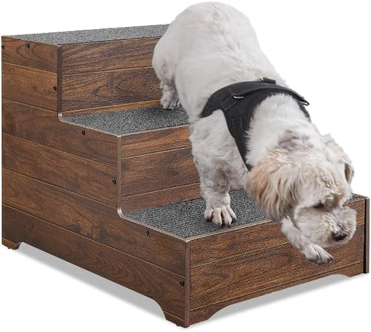 beeNbkks Dog Stairs Furniture, Extra Wide Wooden Pet Steps for Medium Large Dogs and Cats, Non-Slip Pet Ladder for Elderly Injured Pets Short Legged Puppy to Reach Couch Sofa High Bed Windowsill-PawvioPets