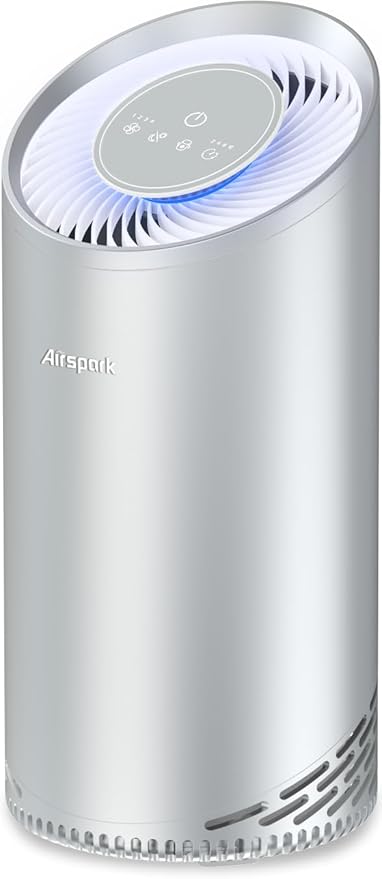 Aluminum Housing Air Purifiers for Home Bedroom Cover 1375ft². Washable Pre-Filter HEPA Air Purifier for Pets Hair Dander Odors, Filter 99.99% Smoke Dust Dander Pollen, Night Light Sleep Mode-PawvioPets