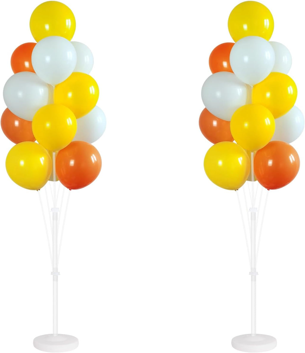 Balloon Column Kit Set of 2,Balloon balloon stands for floor with Base and Pole,Balloon Tower Backdrop Decoration for Wedding, Baby Shower, Birthday Party, or Graduation Party (Orange Yellow)