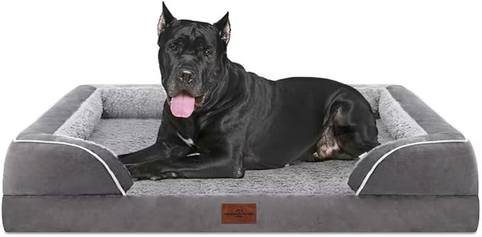 Comfort Expression XXL Orthopedic Dog Bed for Extra Large Dogs, Waterproof Orthopedic Foam Dog Beds, Washable Dogs Sofa Beds with Removable Cover & Non-Slip Bottom(XX-Large,Grey)-PawvioPets