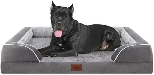 Comfort Expression XXL Orthopedic Dog Bed for Extra Large Dogs, Waterproof Orthopedic Foam Dog Beds, Washable Dogs Sofa Beds with Removable Cover & Non-Slip Bottom(XX-Large,Grey)-PawvioPets