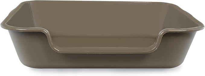 2 Pack of Extra Large Cat Litter Box (ABS Material), Low Entry Senior Litter Pen for Geriatric Kitty Big Cats, Jumbo Pet Safe Litter Boxes Tray for Pets Potty (Light Brown, 24" L x 20" W)-PawvioPets