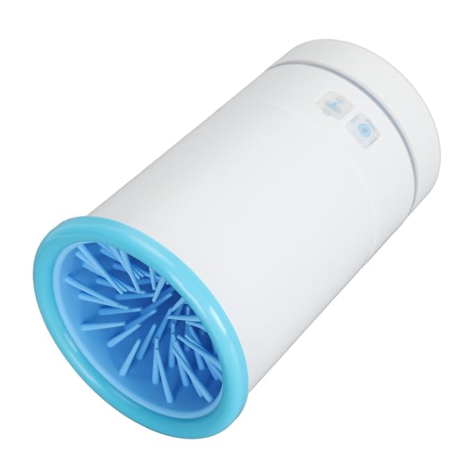 Automatic Dog Cleaner, Soft Electric Washer USB Rechargeable Portable Cleaner Cup, Dog Foot Cleaning Machine for Small to Medium Dogs Cats (White Blue)-PawvioPets