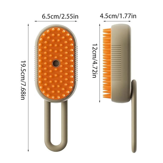 3 in 1 Cat Steam Brush, Pet Steam Cats Brushes Rechargeable Anti-Static Grooming Brushe, Vibration Massage Cleaning Shedding & Combing Multifunctional Hair Removal Comb for Cats Dog (Khaki)-PawvioPets
