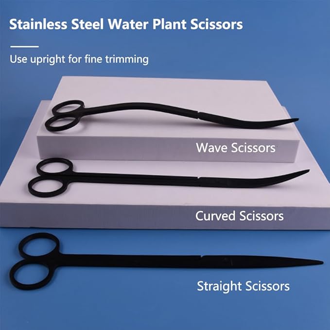 7-in-1 Aquascaping Tools Kit for Aquarium & Terrarium - Stainless Steel Long Tweezers, Curved Scissors, Algae Scraper, Feeding Tongs - Live Plant Trimming & Tank Cleaning Accessories-PawvioPets