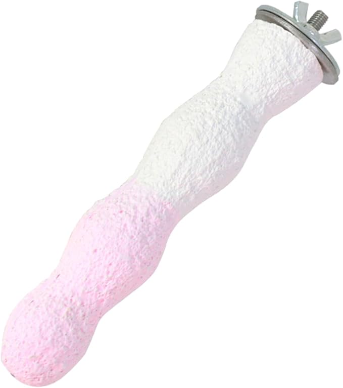 Bird Perches for Cage, Abrasive Surface High Calcium Mineral Parrot Perch Stand - Bird Nail File for Claw & Beak Health, Colorful Ceramic Bird Cage Accessories (Pink, Coral)-PawvioPets