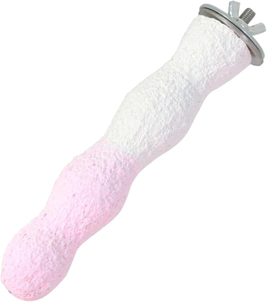 Bird Perches for Cage, Abrasive Surface High Calcium Mineral Parrot Perch Stand - Bird Nail File for Claw & Beak Health, Colorful Ceramic Bird Cage Accessories (Pink, Coral)-PawvioPets